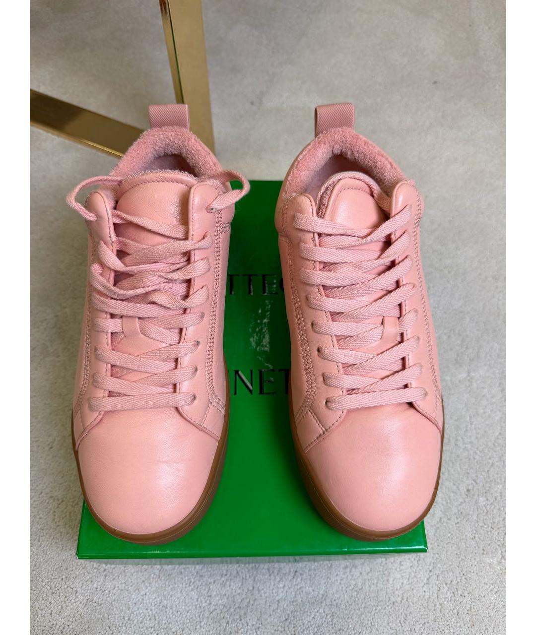 BOTTEGA VENETA Розовые кожаные кроссовки, фото 2