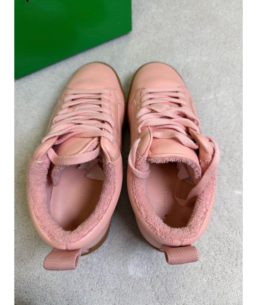 BOTTEGA VENETA Розовые кожаные кроссовки, фото 3
