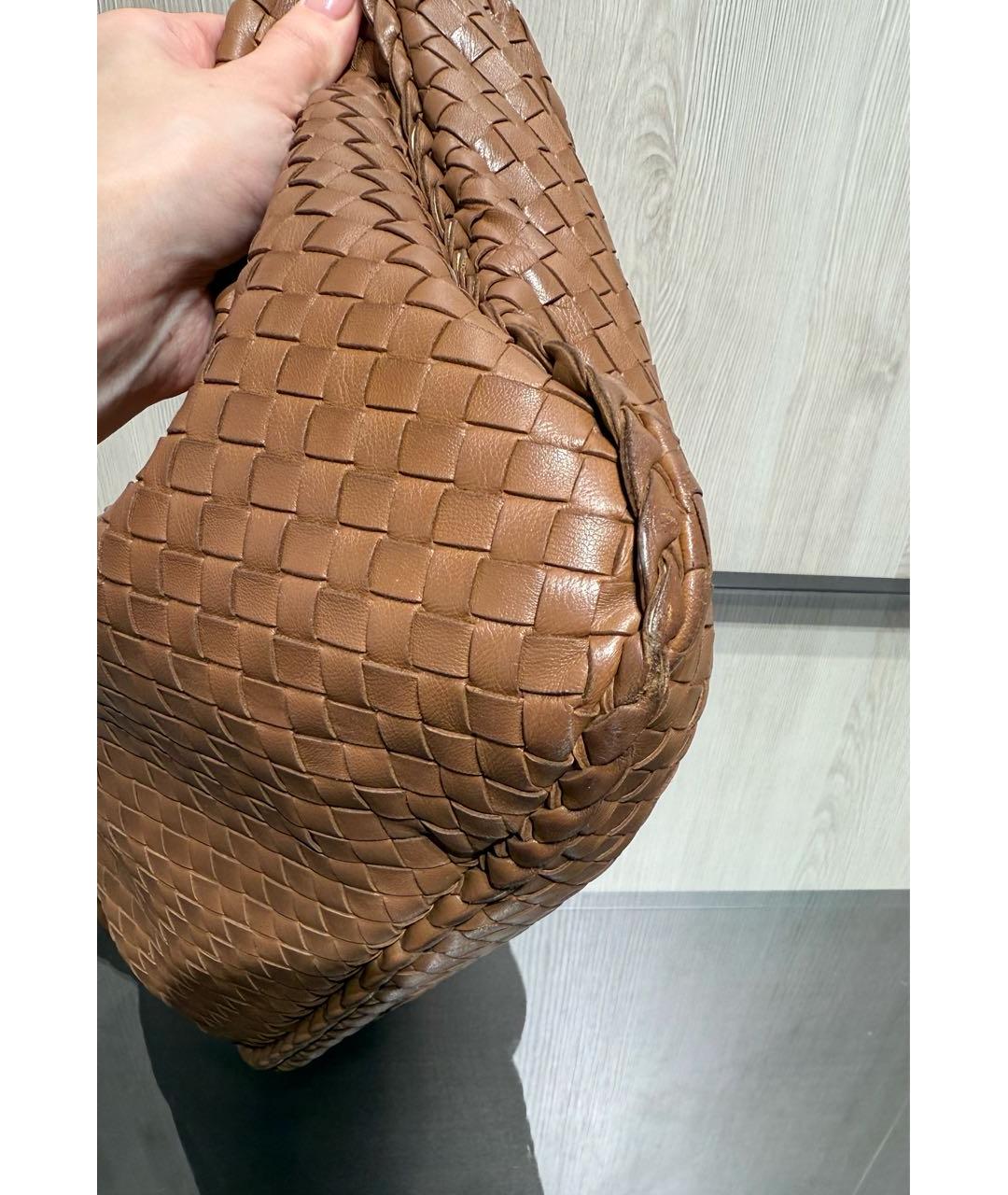 BOTTEGA VENETA Коричневая кожаная сумка с короткими ручками, фото 7