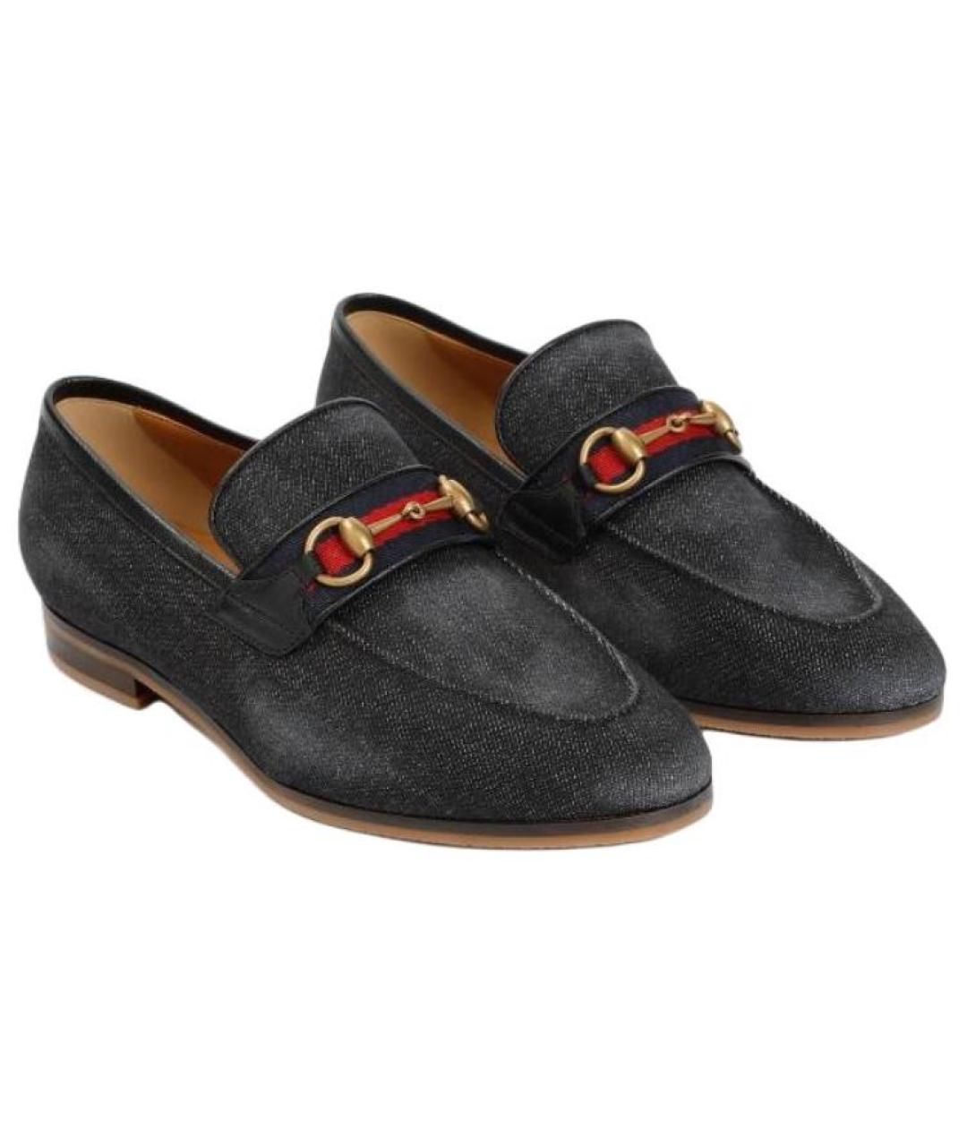 GUCCI Черные текстильные лоферы, фото 3