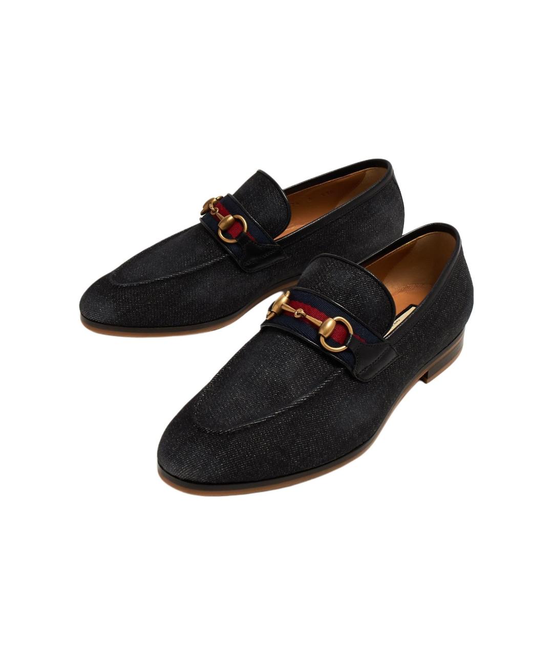 GUCCI Черные текстильные лоферы, фото 4