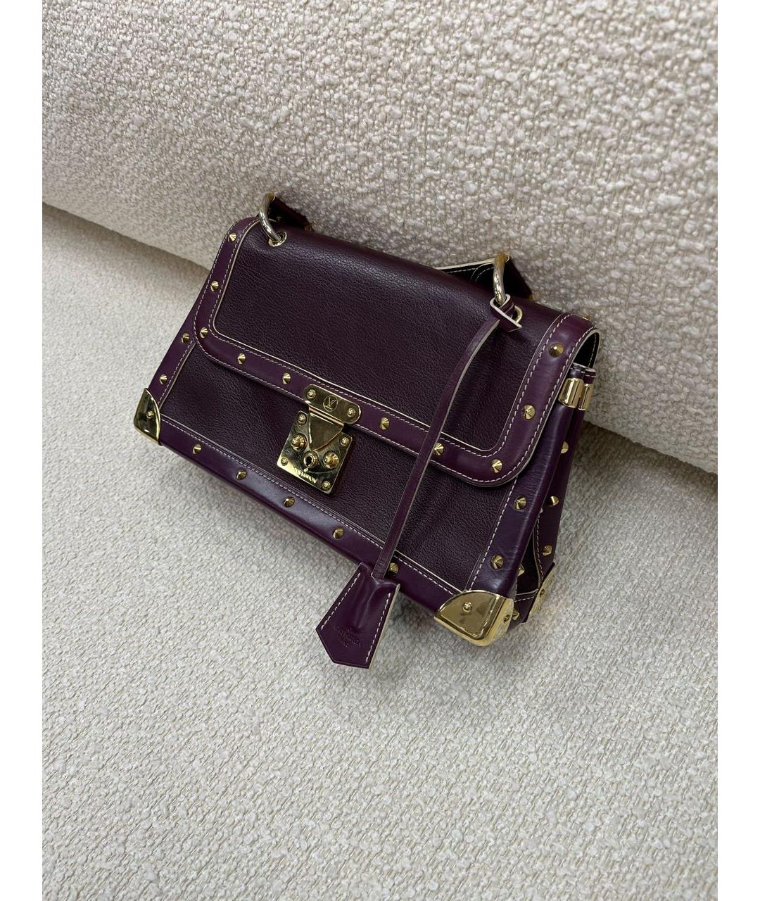 LOUIS VUITTON Фиолетовая кожаная сумка с короткими ручками, фото 6