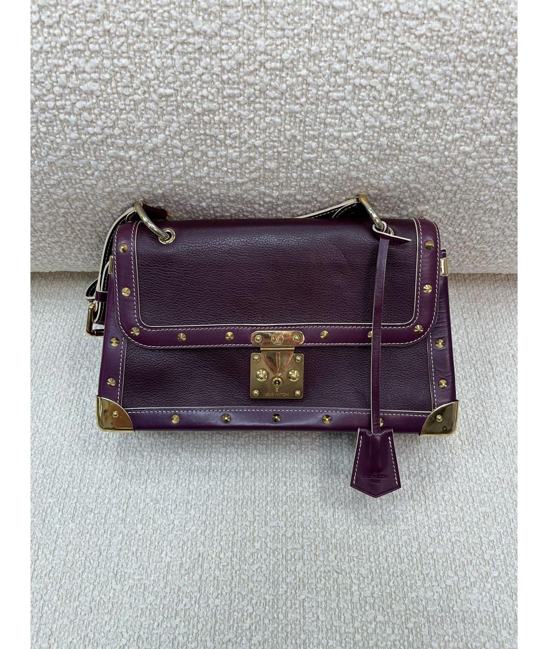 LOUIS VUITTON Фиолетовая кожаная сумка с короткими ручками, фото 7