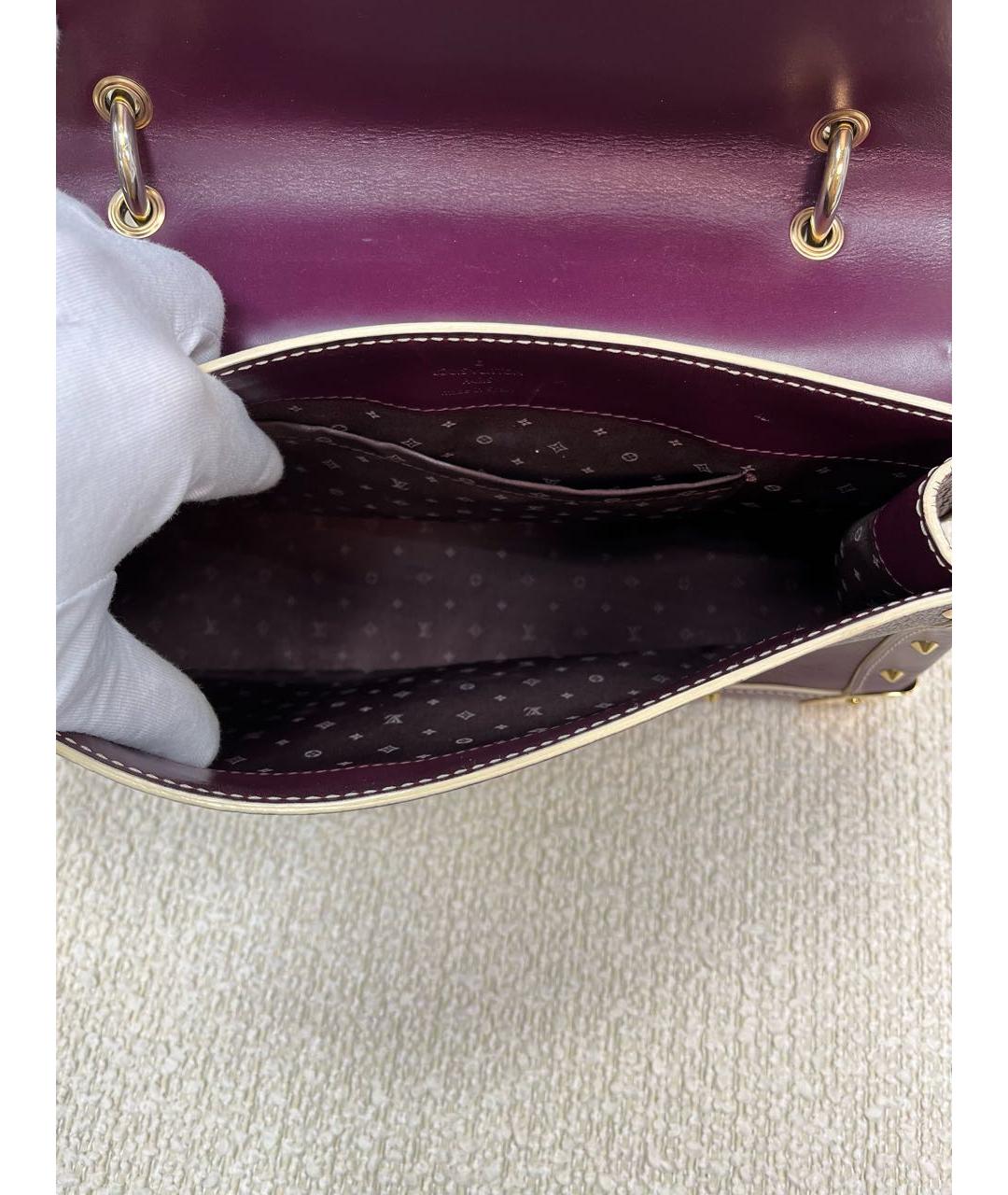 LOUIS VUITTON Фиолетовая кожаная сумка с короткими ручками, фото 4