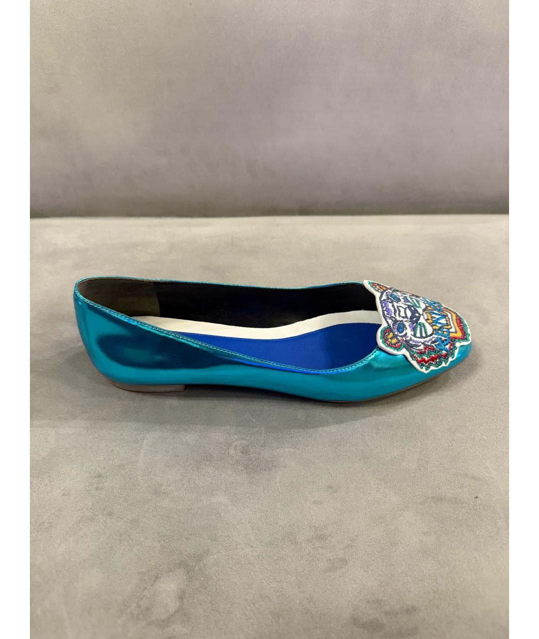 KENZO Бирюзовые балетки из лакированной кожи, фото 6