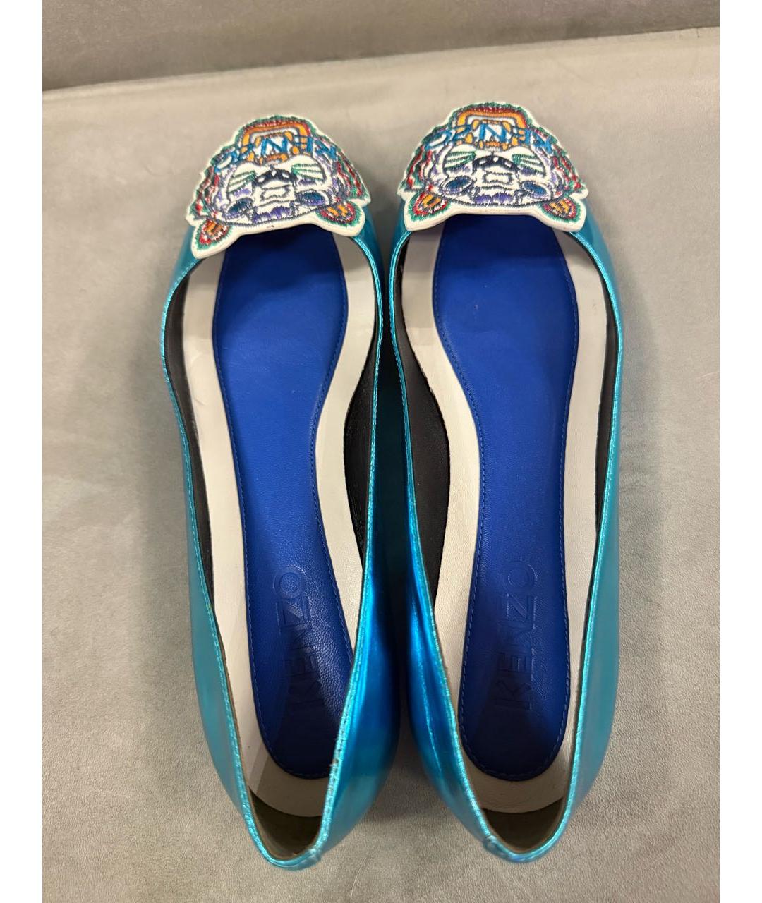 KENZO Бирюзовые балетки из лакированной кожи, фото 3