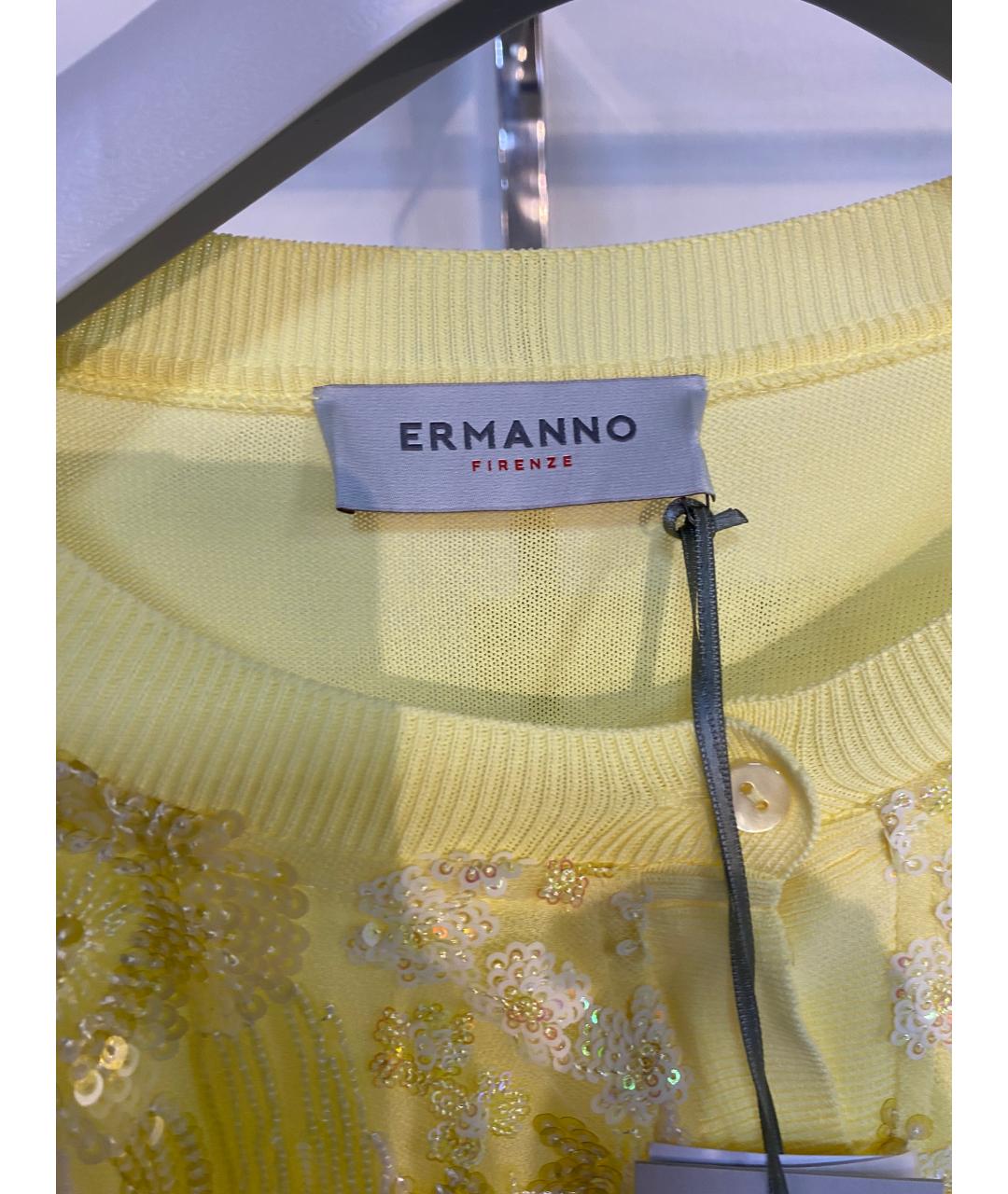 ERMANNO FIRENZE Желтый вискозный кардиган, фото 4