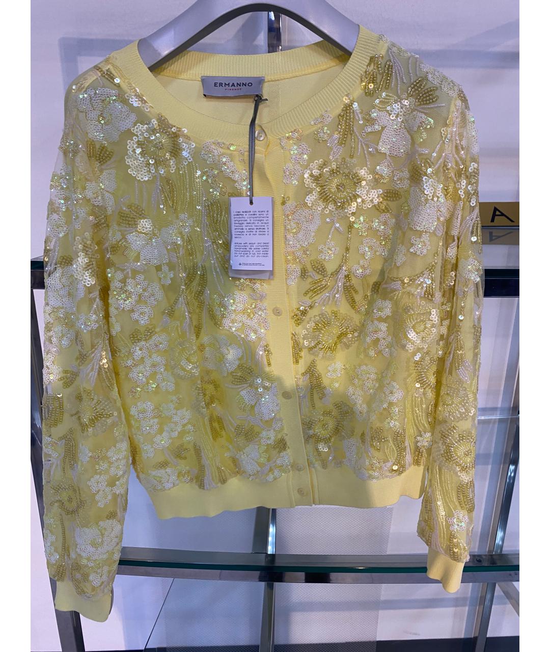 ERMANNO FIRENZE Желтый вискозный кардиган, фото 6