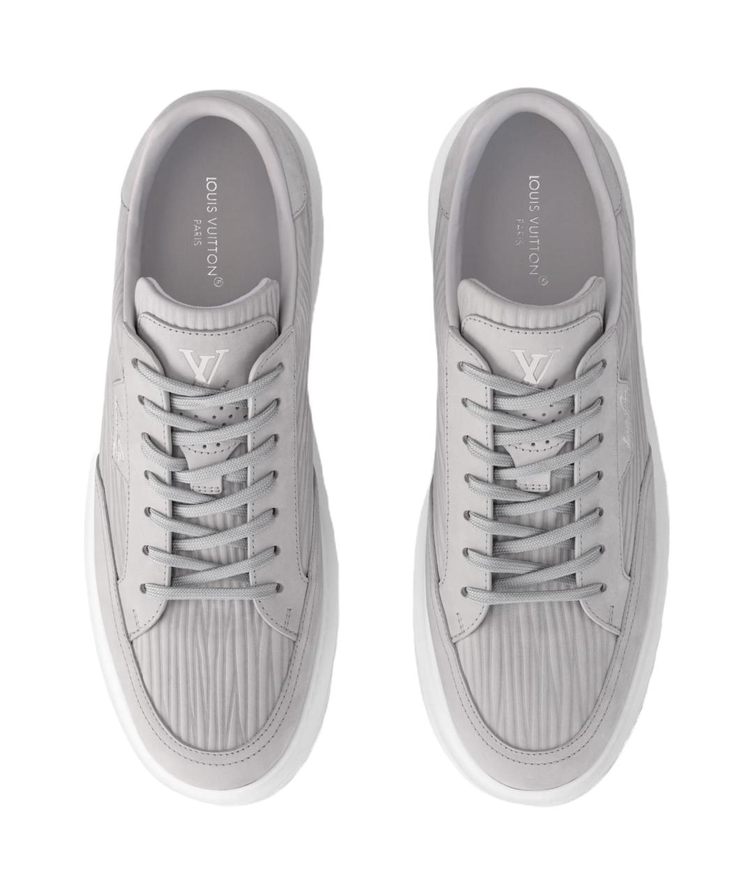 LOUIS VUITTON Серые кожаные низкие кроссовки / кеды, фото 4