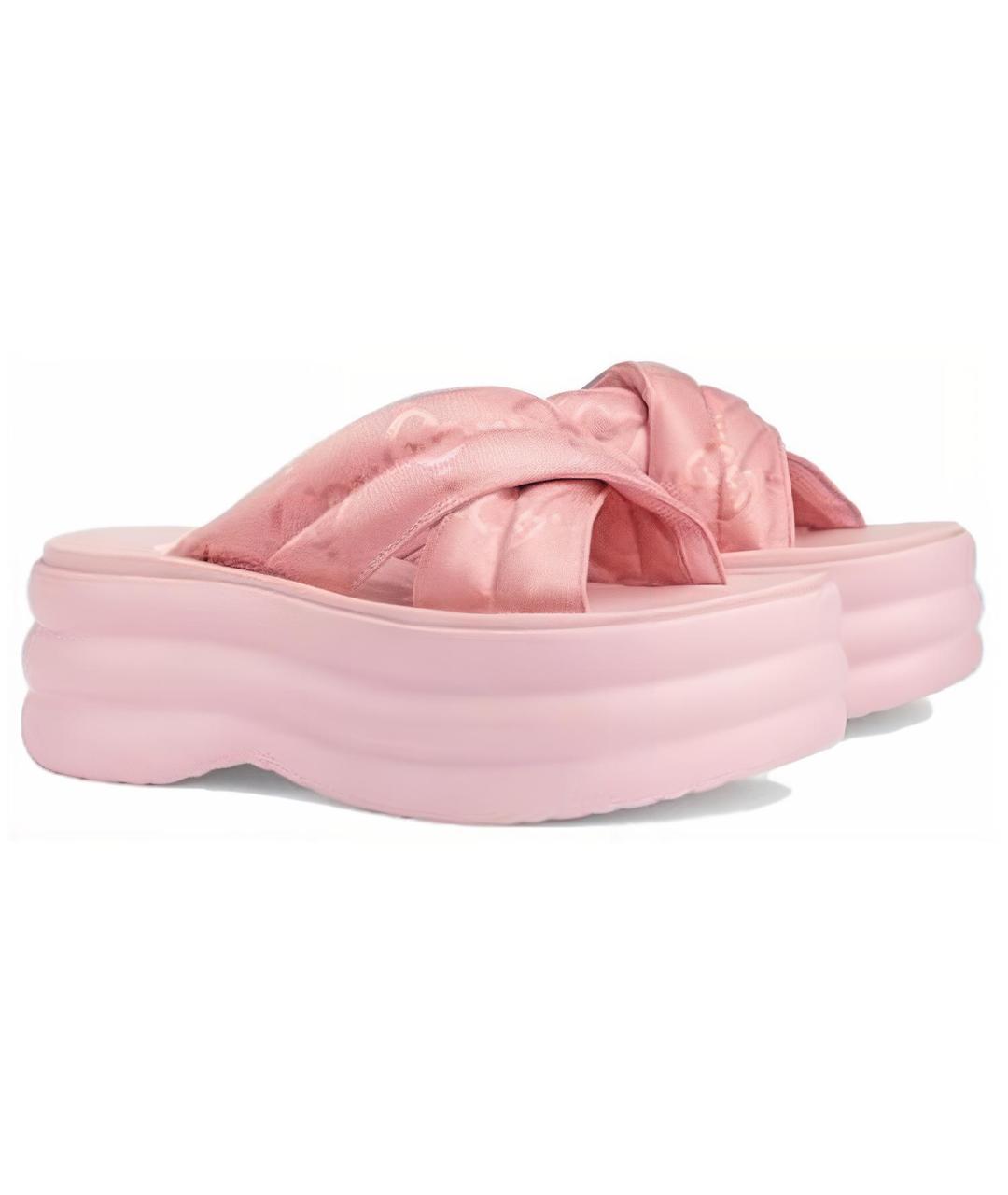 GUCCI Розовые текстильные сандалии, фото 3