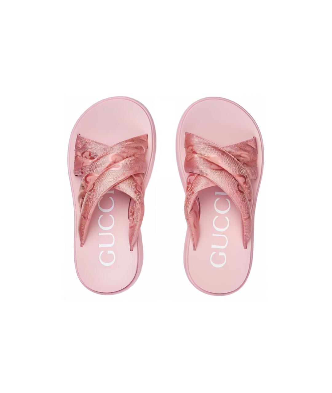 GUCCI Розовые текстильные сандалии, фото 4