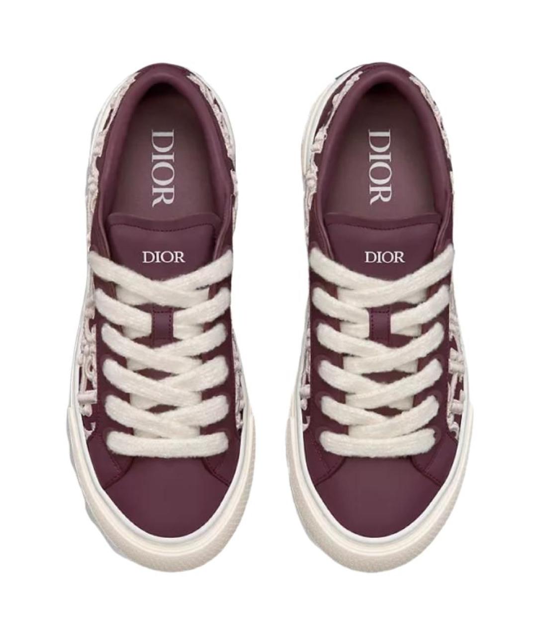 CHRISTIAN DIOR Бордовые кожаные низкие кроссовки / кеды, фото 4