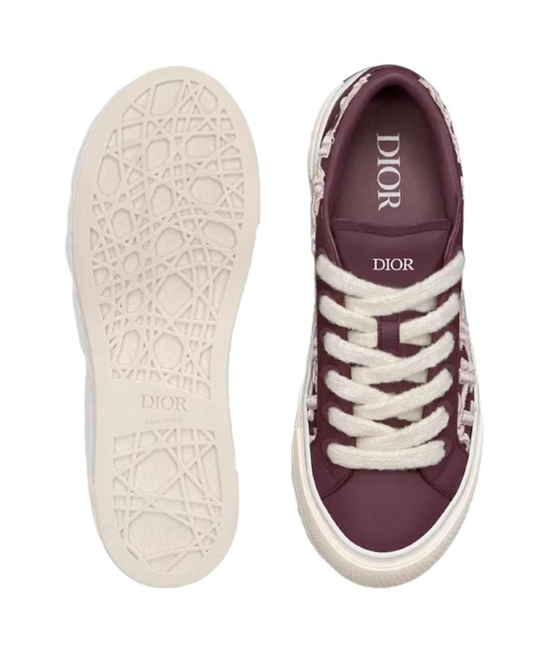 CHRISTIAN DIOR Бордовые кожаные низкие кроссовки / кеды, фото 5