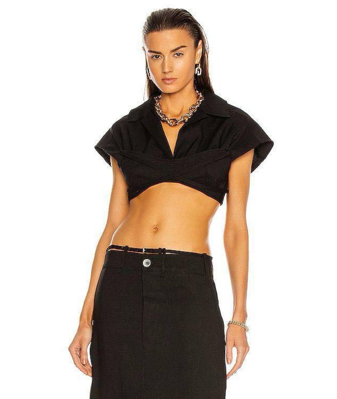 JACQUEMUS Черная льняная футболка, фото 5