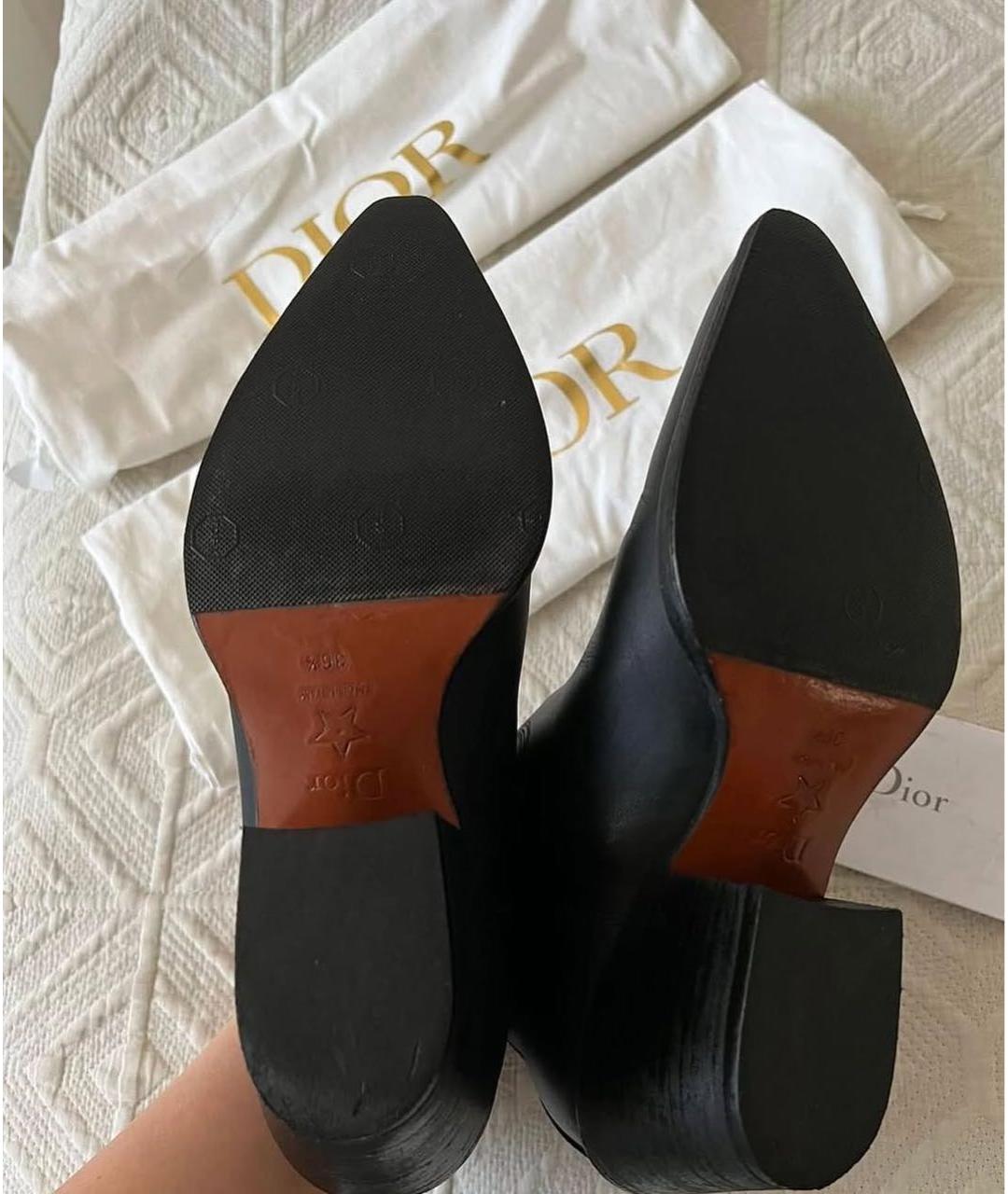 CHRISTIAN DIOR Черные кожаные полусапоги, фото 4