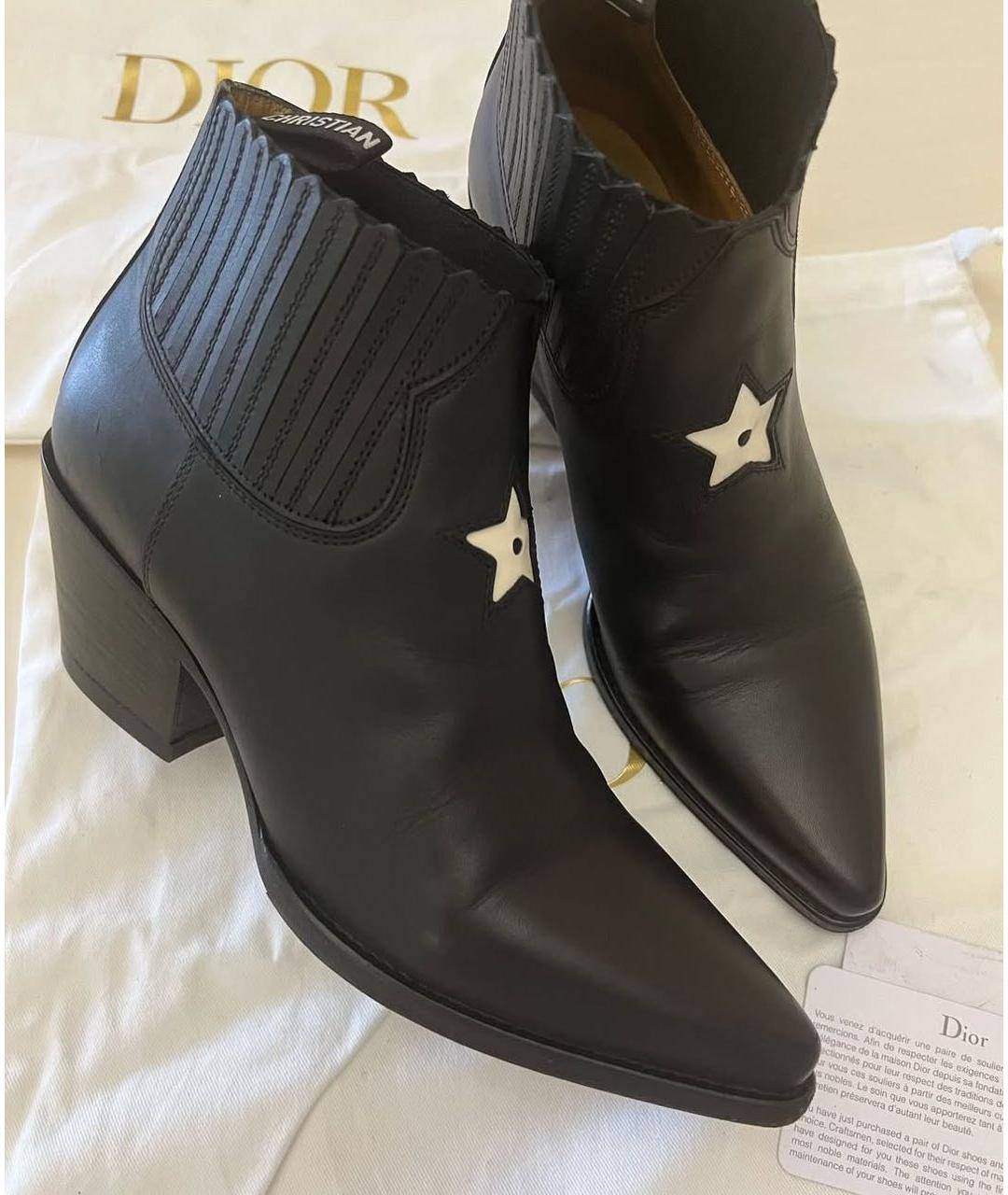 CHRISTIAN DIOR Черные кожаные полусапоги, фото 3