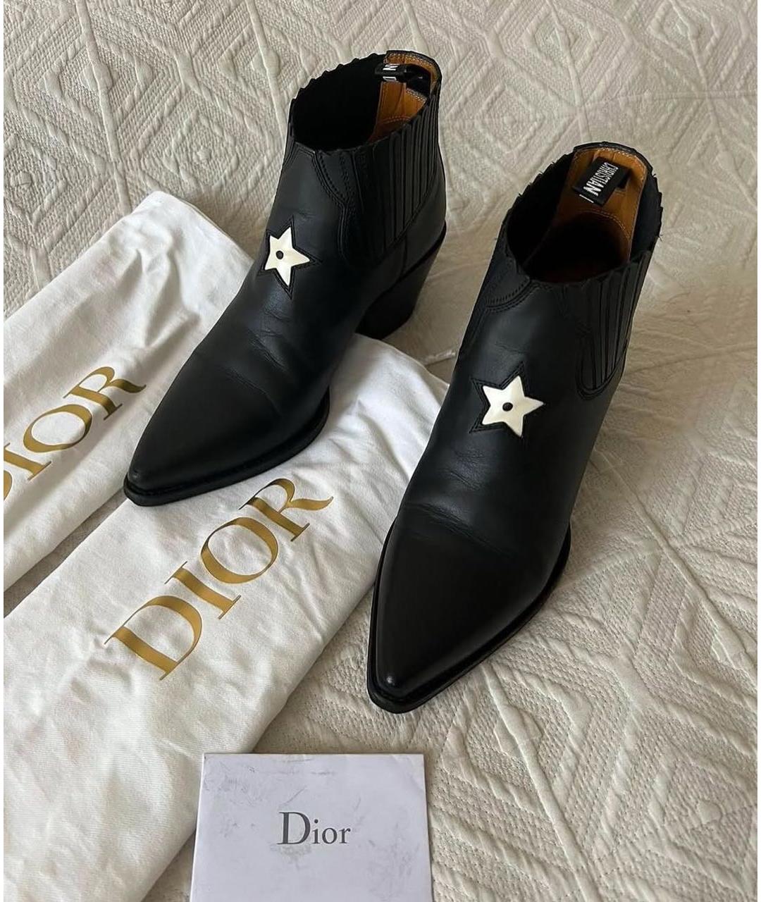 CHRISTIAN DIOR Черные кожаные полусапоги, фото 2