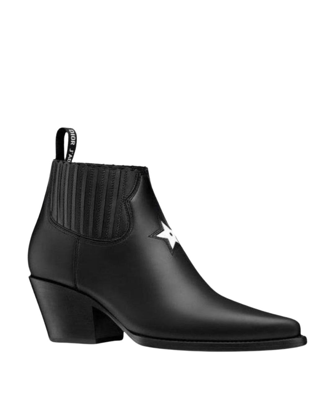 CHRISTIAN DIOR Черные кожаные полусапоги, фото 1