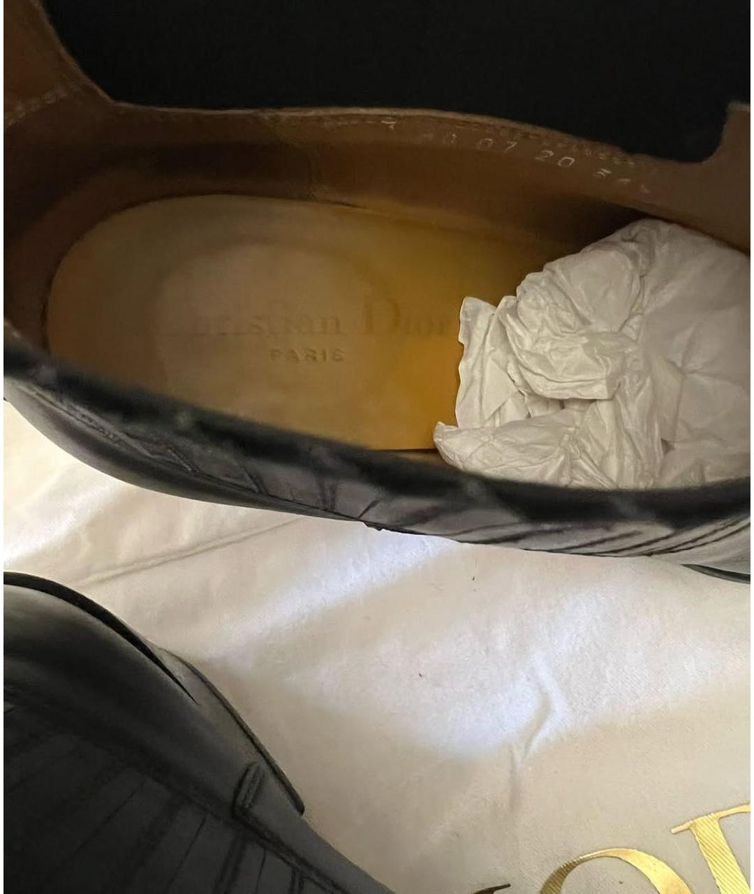 CHRISTIAN DIOR Черные кожаные полусапоги, фото 7