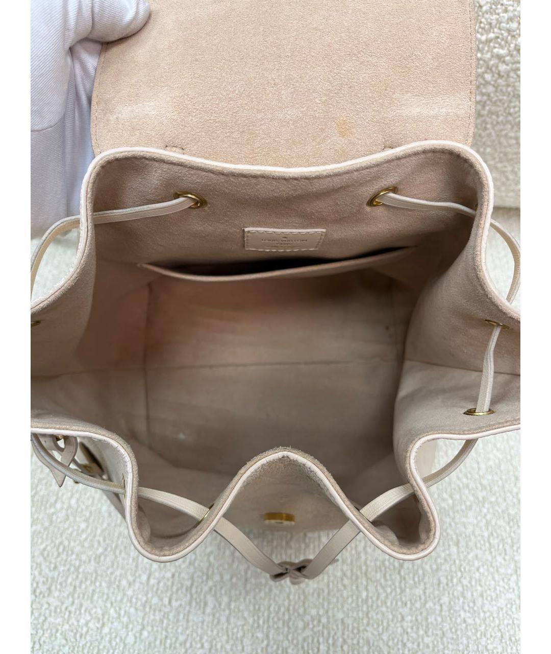 LOUIS VUITTON Бежевый кожаный рюкзак, фото 4