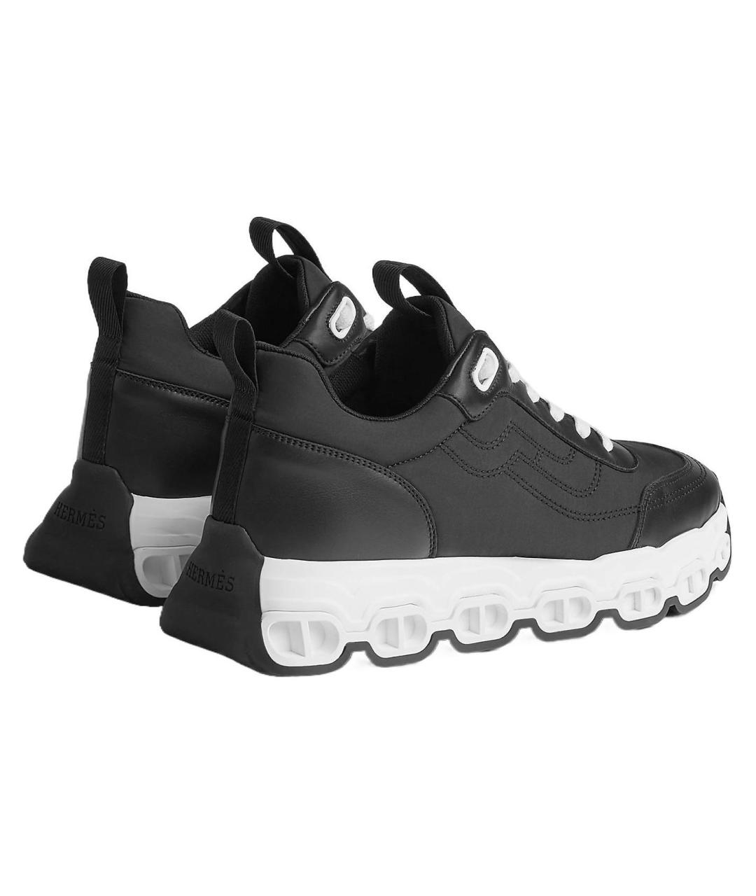 HERMES Черные кожаные кроссовки, фото 3