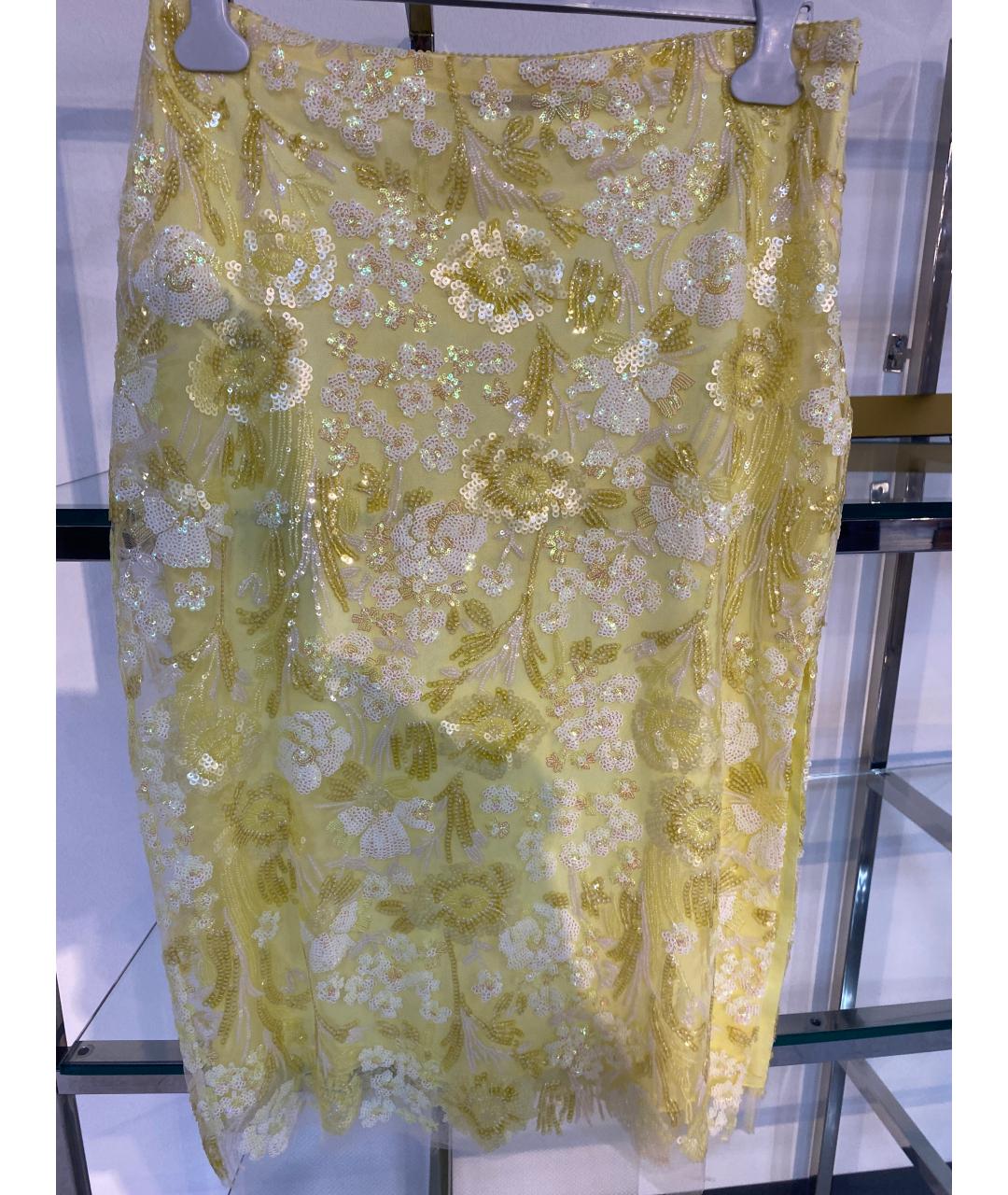 ERMANNO FIRENZE Желтая вискозная юбка миди, фото 6