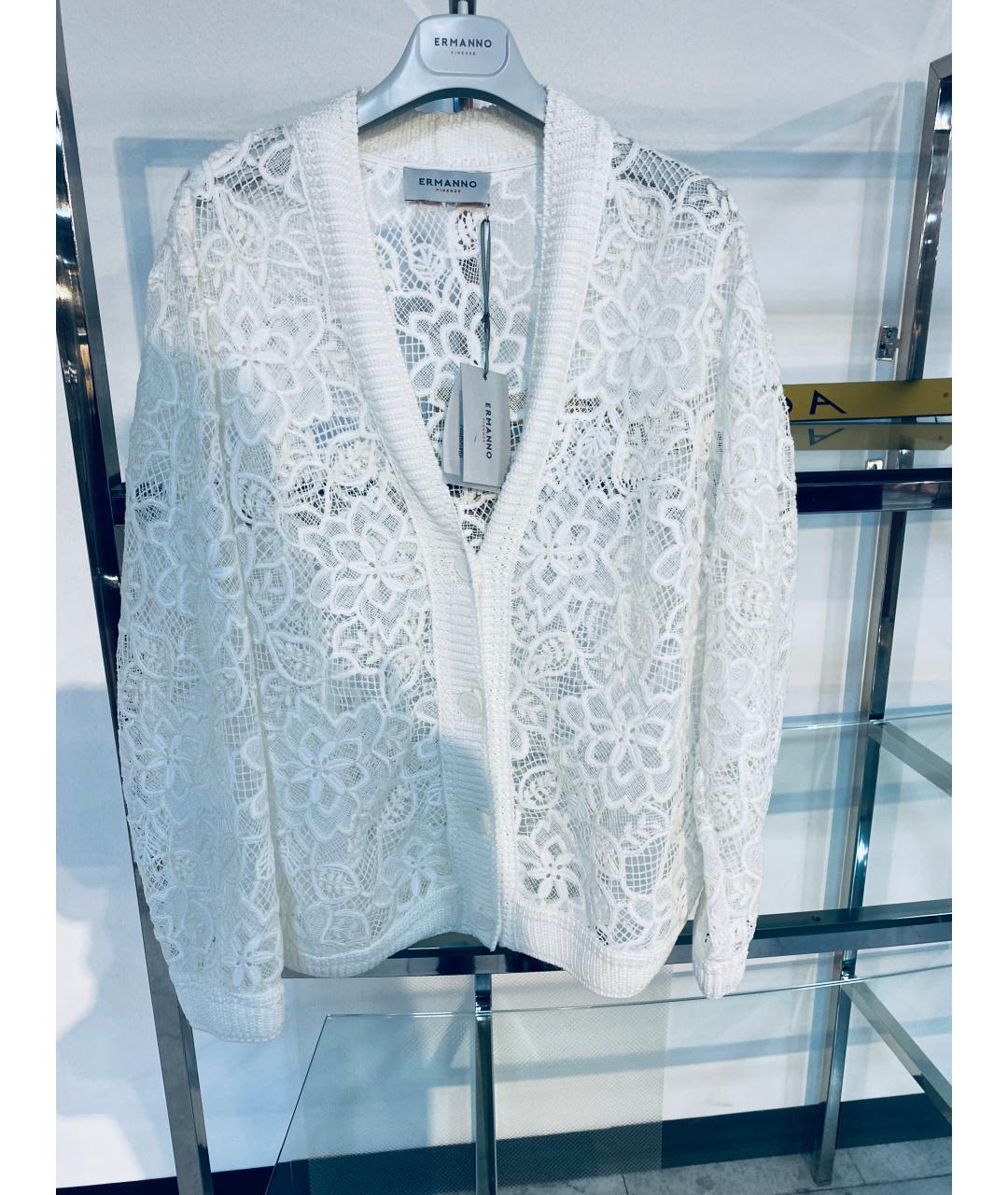 ERMANNO FIRENZE Белый вискозный кардиган, фото 7