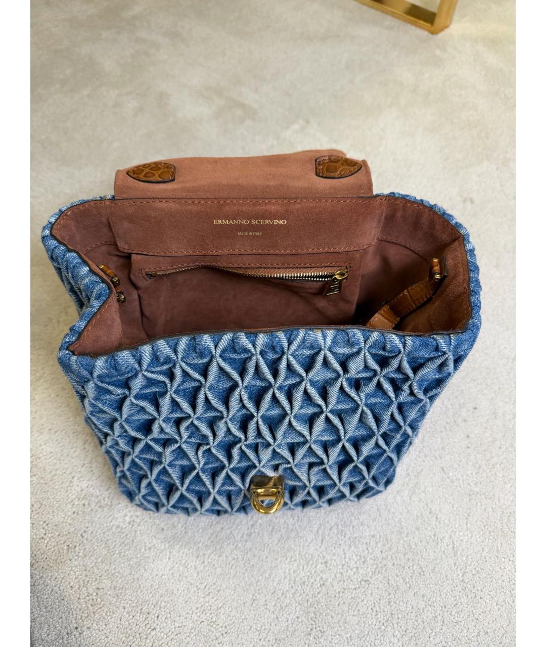 ERMANNO SCERVINO Синяя деним сумка с короткими ручками, фото 2