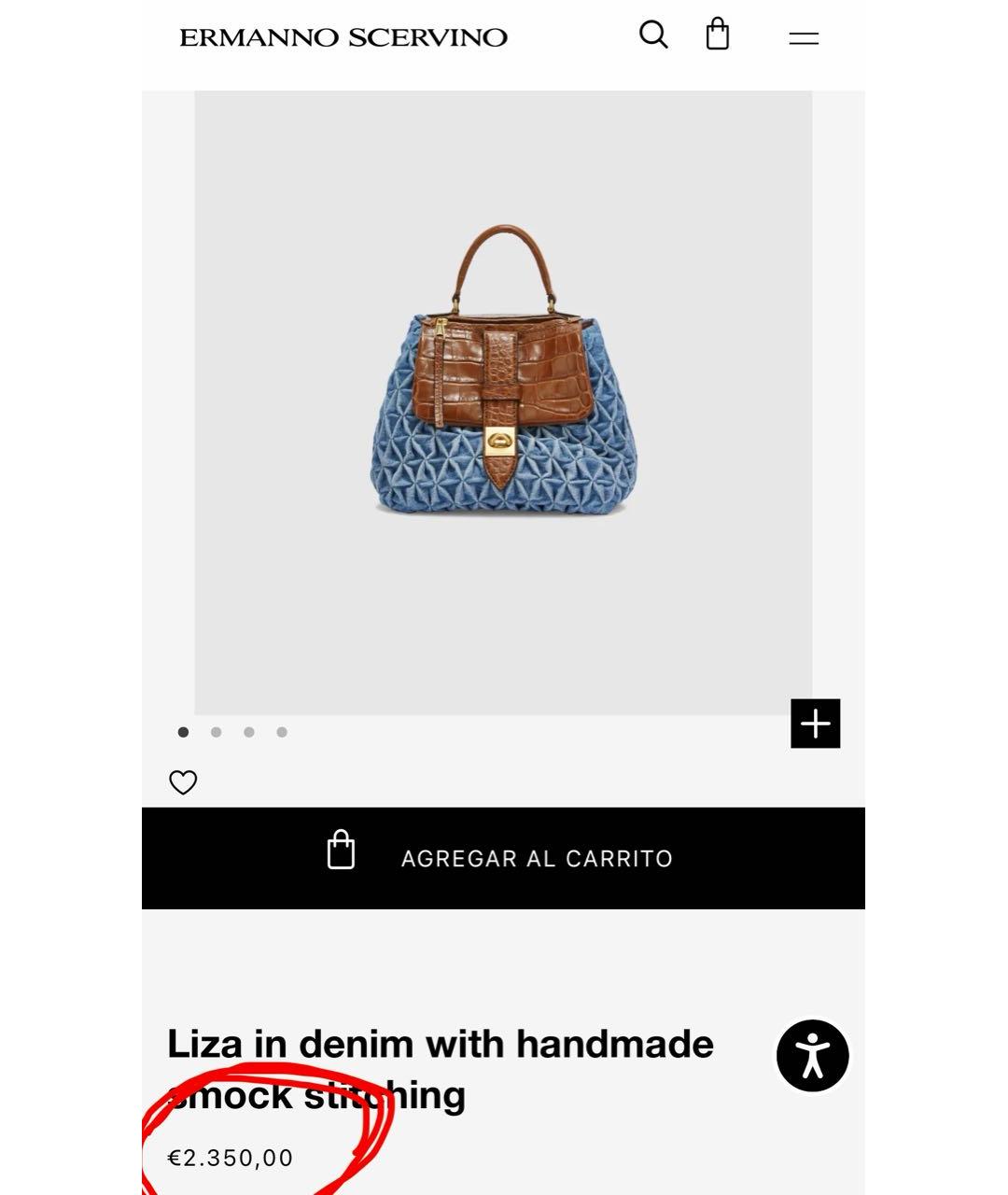 ERMANNO SCERVINO Синяя деним сумка с короткими ручками, фото 8