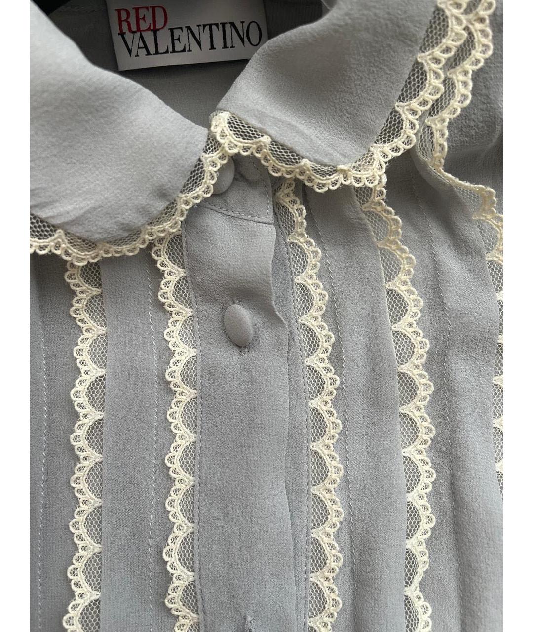 RED VALENTINO Голубая шелковая блузы, фото 8
