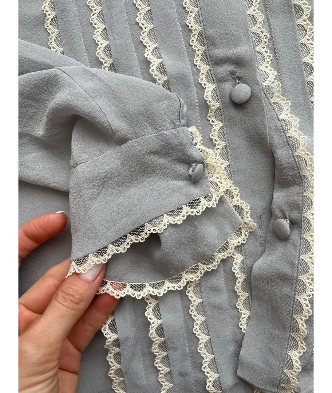 RED VALENTINO Голубая шелковая блузы, фото 2