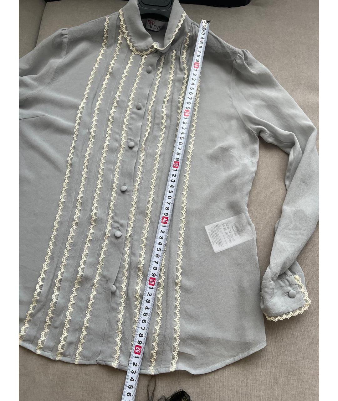 RED VALENTINO Голубая шелковая блузы, фото 5