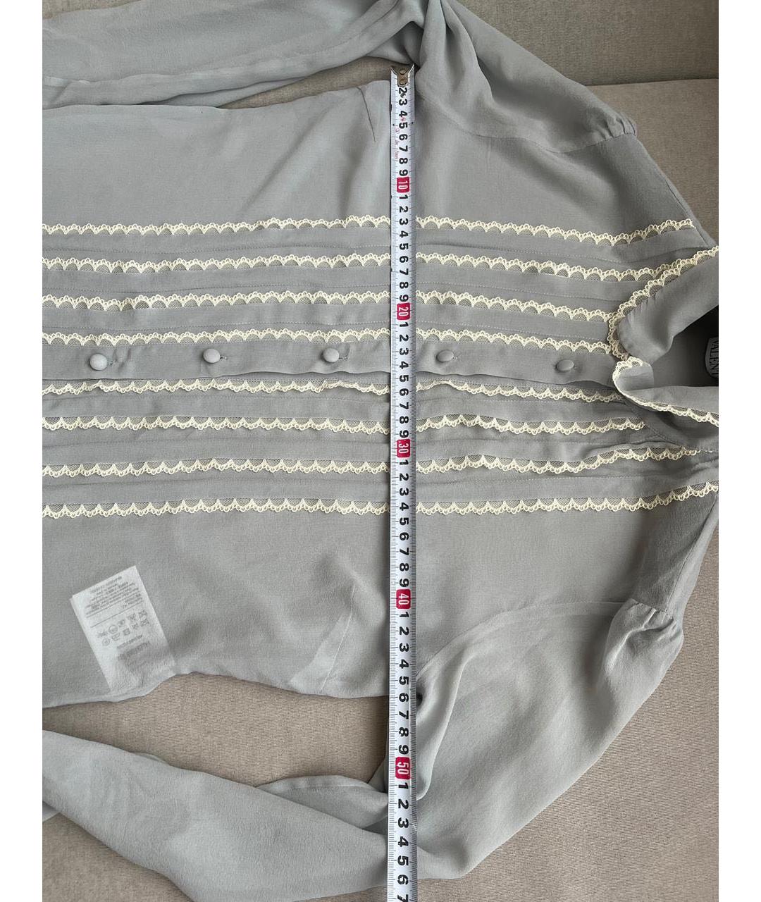 RED VALENTINO Голубая шелковая блузы, фото 7