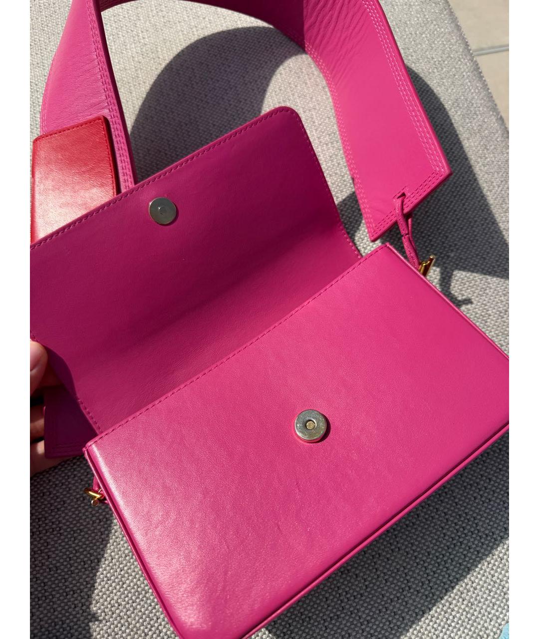 JACQUEMUS Розовая кожаная сумка через плечо, фото 4