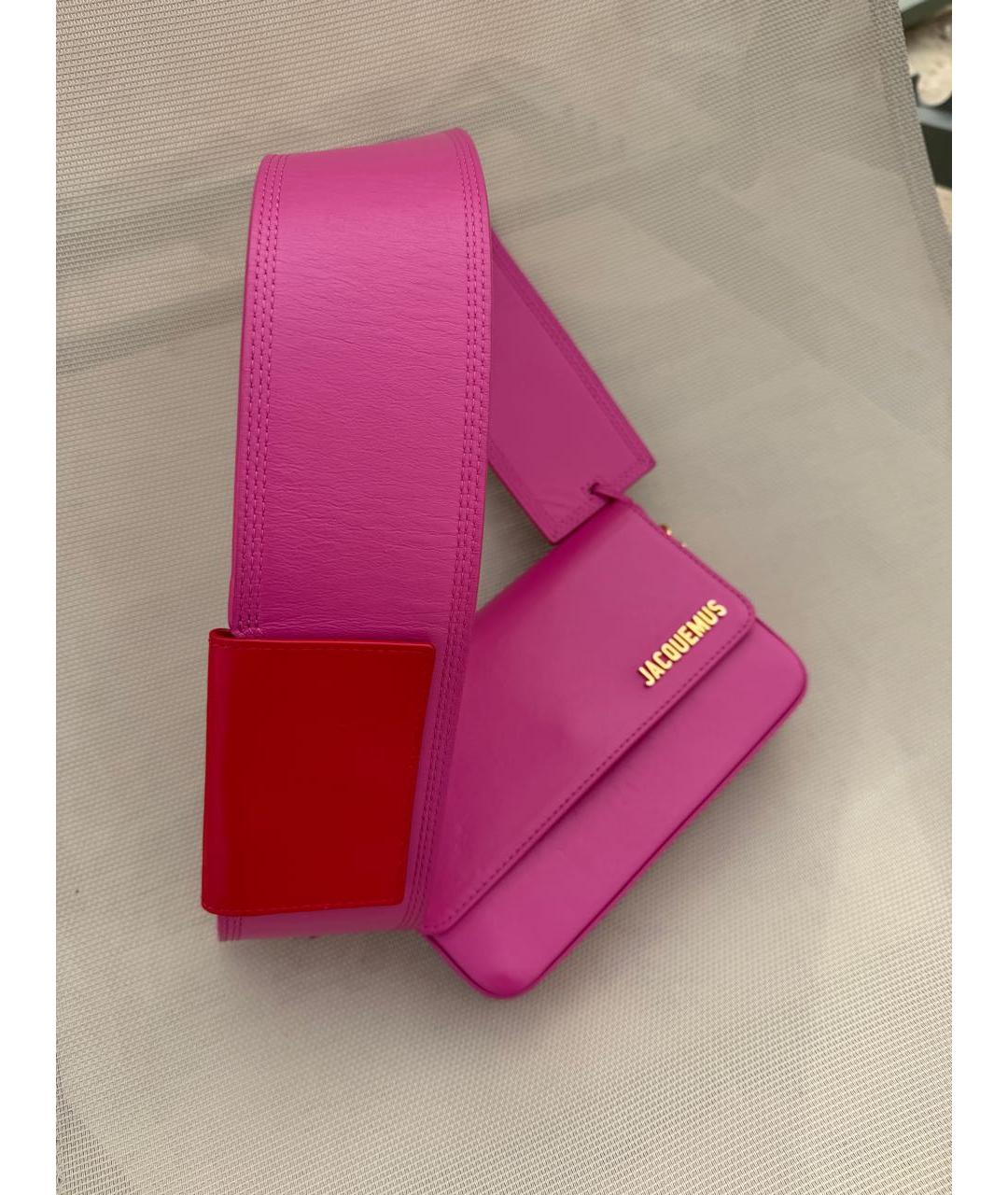 JACQUEMUS Розовая кожаная сумка через плечо, фото 2