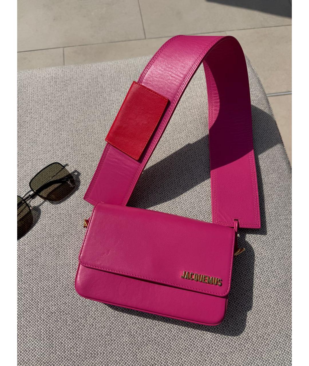 JACQUEMUS Розовая кожаная сумка через плечо, фото 3