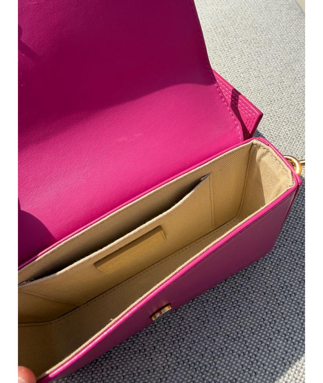 JACQUEMUS Розовая кожаная сумка через плечо, фото 5