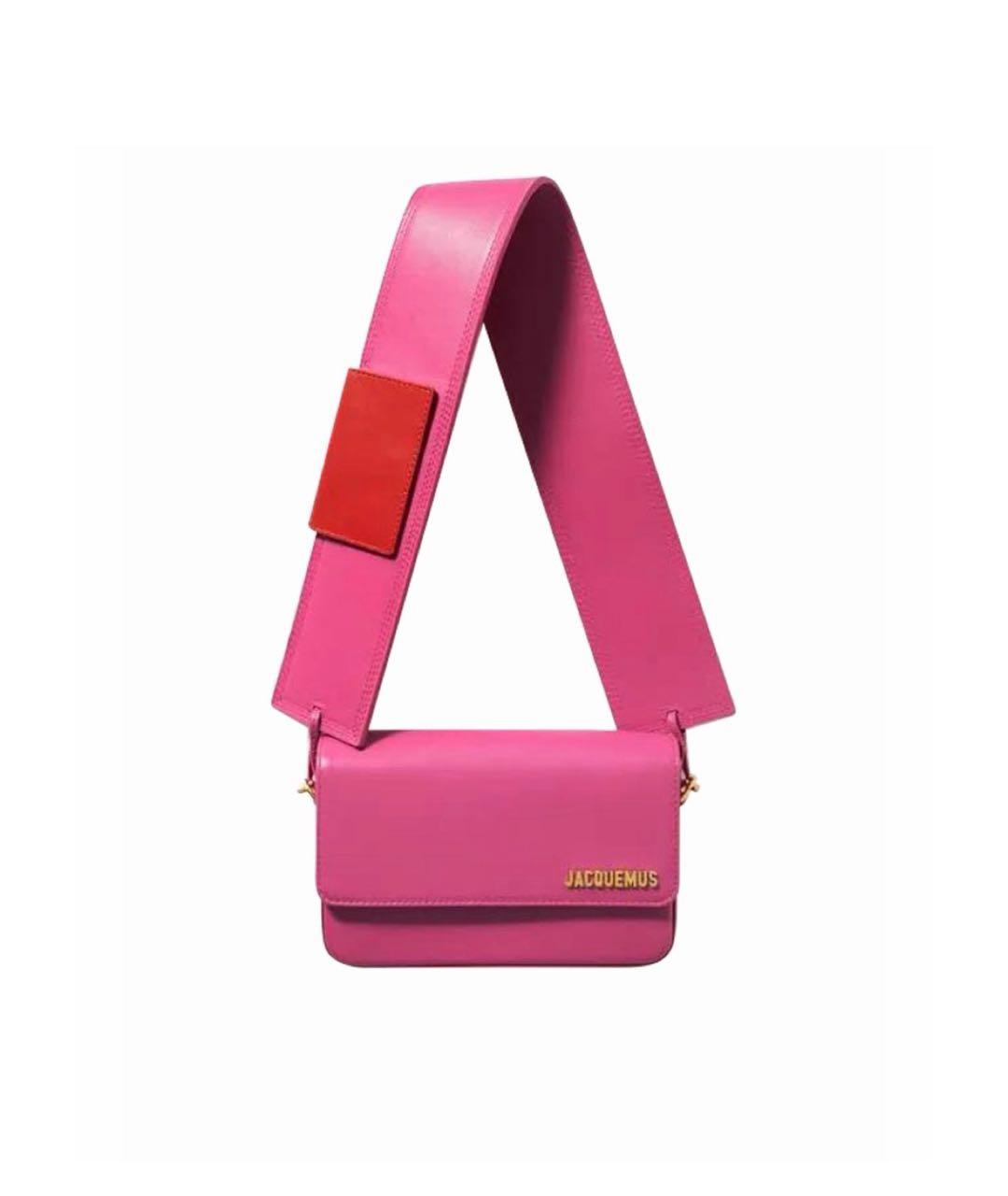 JACQUEMUS Розовая кожаная сумка через плечо, фото 8