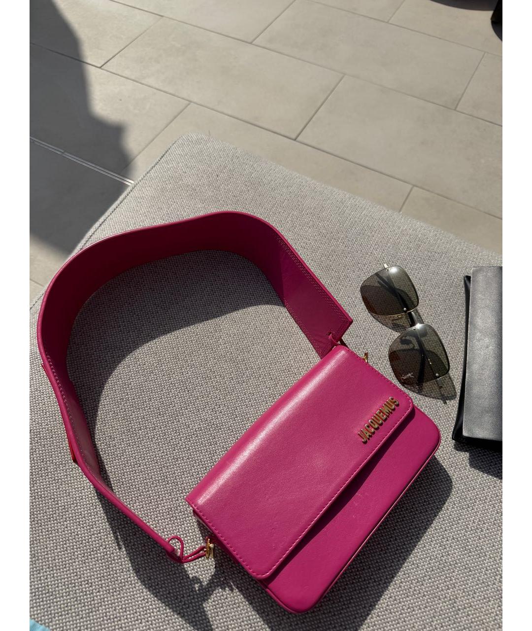 JACQUEMUS Розовая кожаная сумка через плечо, фото 6