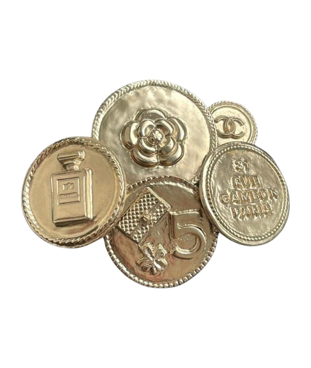 CHANEL Золотая металлическая булавка / брошь, фото 1