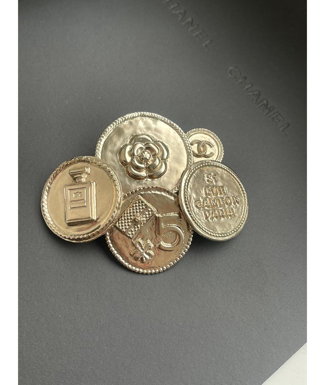 CHANEL Золотая металлическая булавка / брошь, фото 6