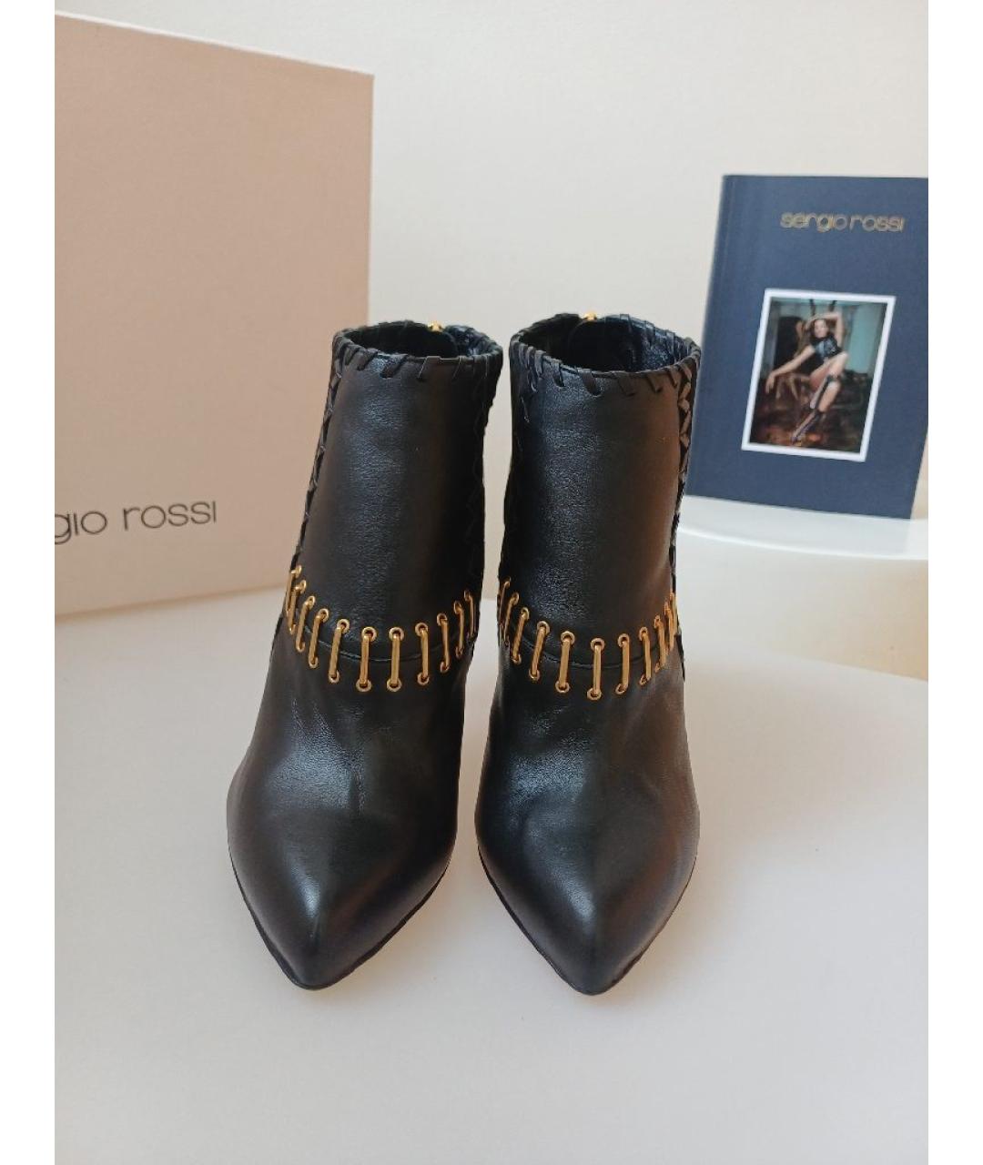 SERGIO ROSSI Черные кожаные ботильоны, фото 8