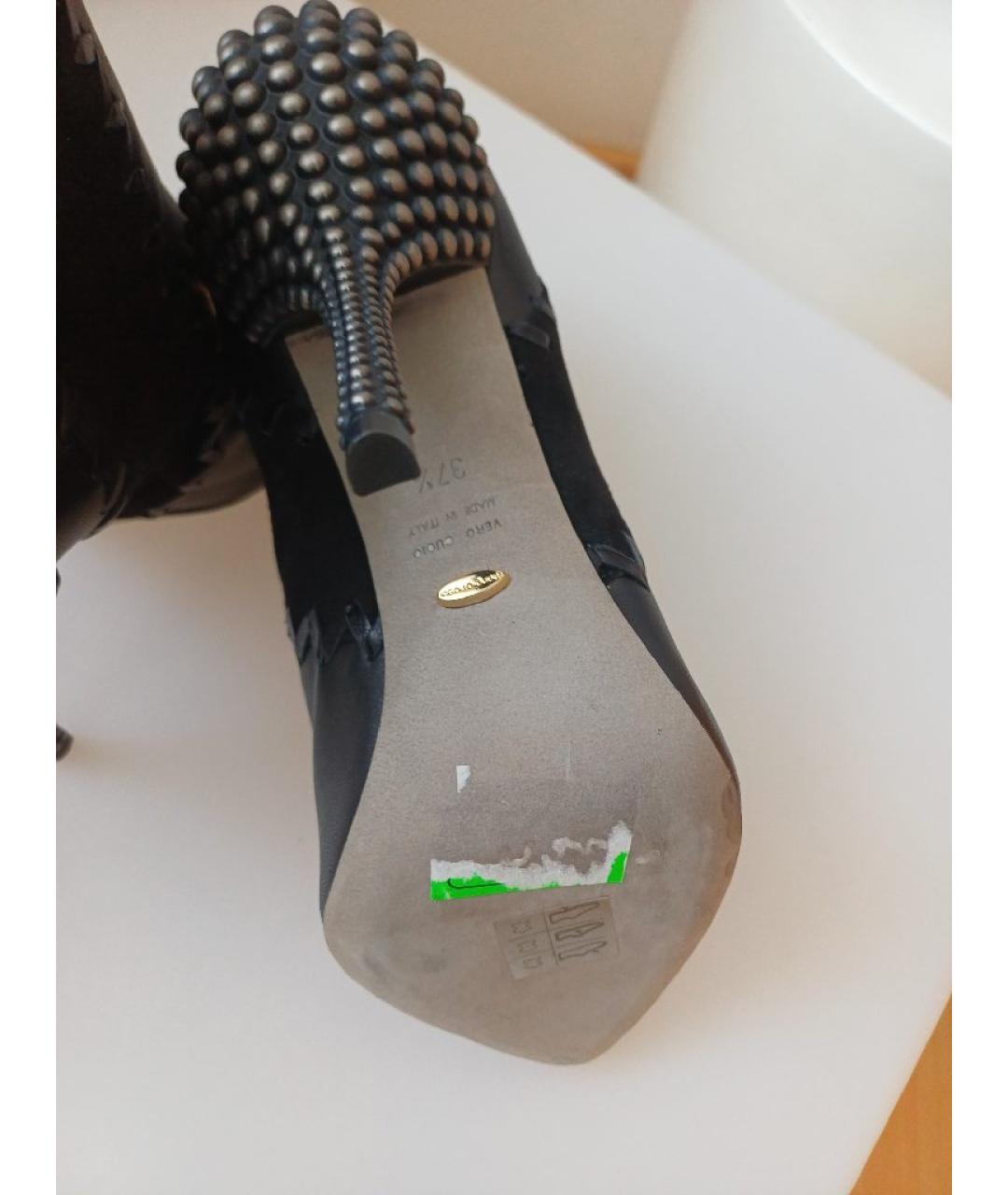 SERGIO ROSSI Черные кожаные ботильоны, фото 9