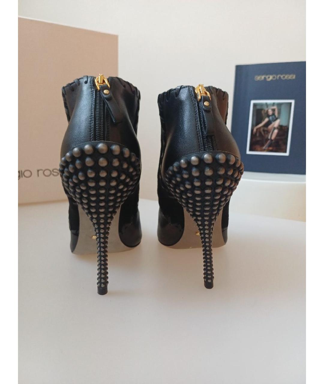 SERGIO ROSSI Черные кожаные ботильоны, фото 7