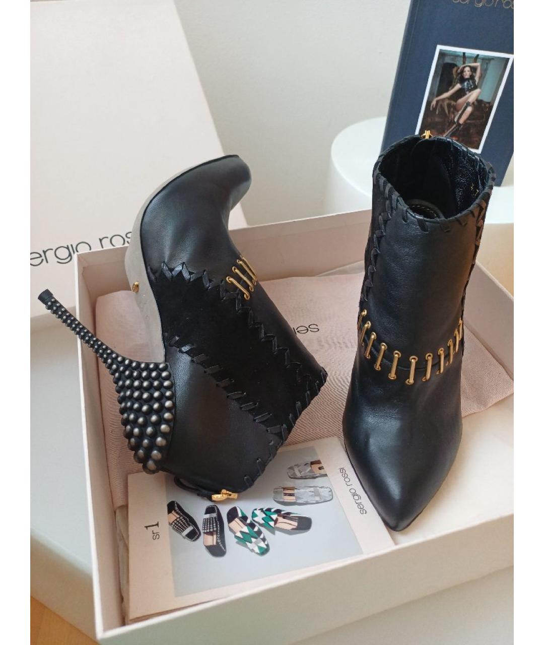 SERGIO ROSSI Черные кожаные ботильоны, фото 6