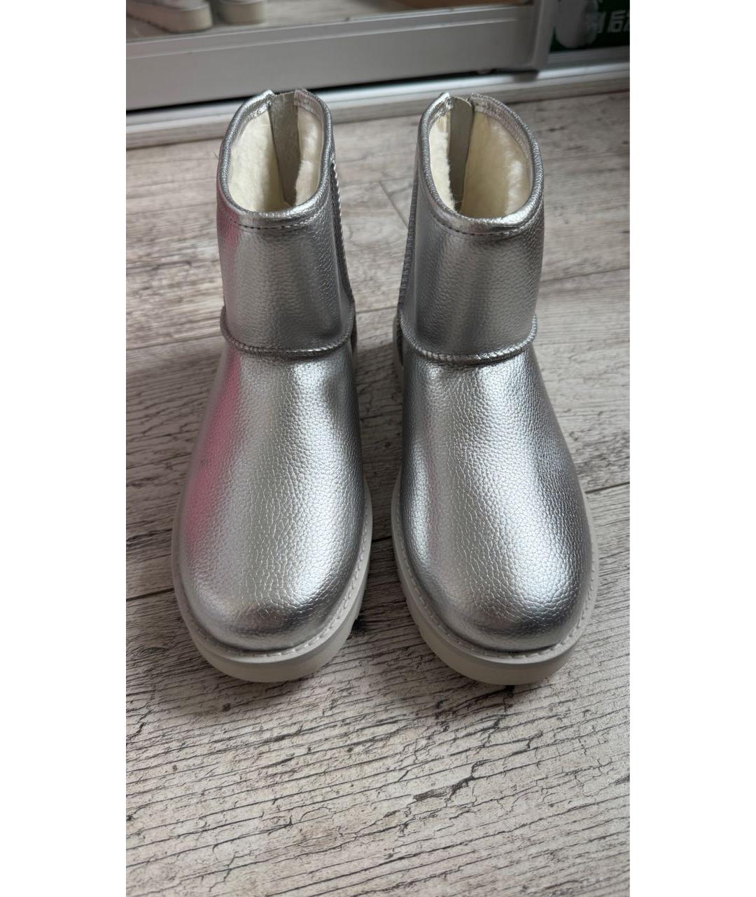 UGG AUSTRALIA Серебряные кожаные полусапоги, фото 3