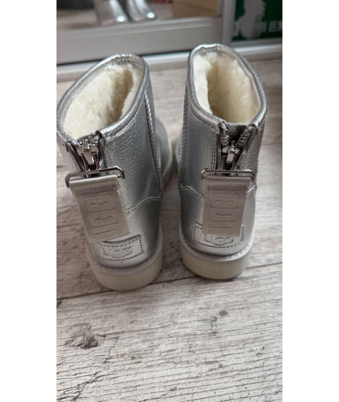 UGG AUSTRALIA Серебряные кожаные полусапоги, фото 5
