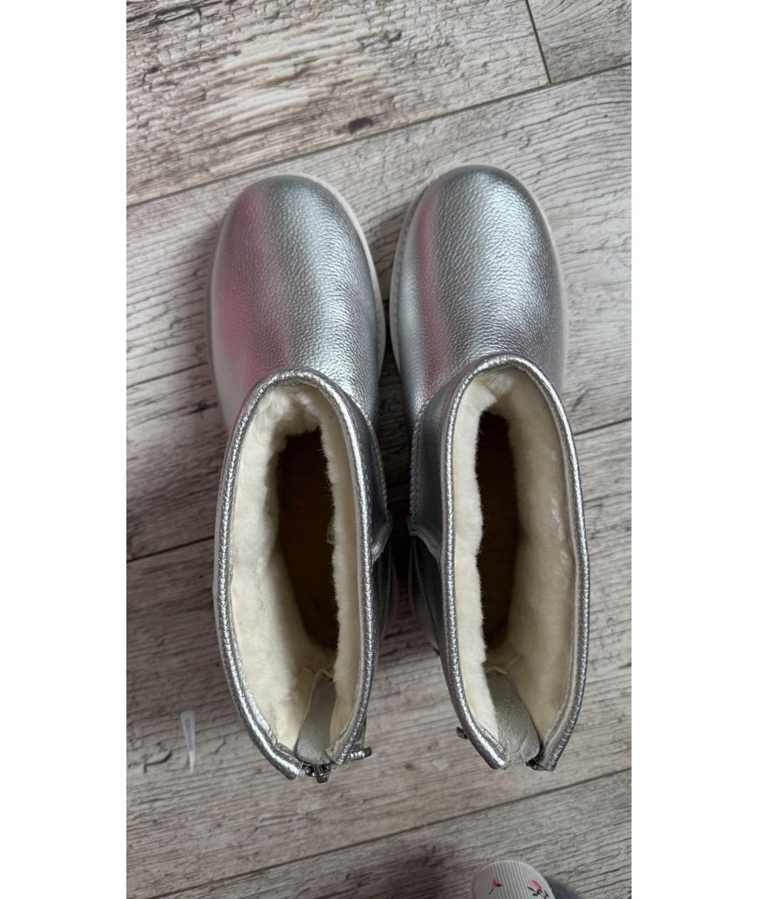 UGG AUSTRALIA Серебряные кожаные полусапоги, фото 4