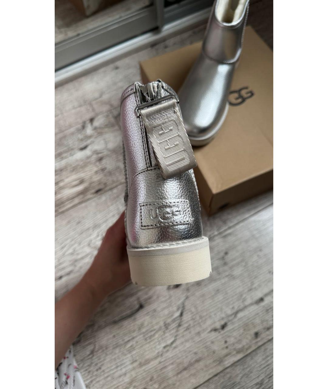 UGG AUSTRALIA Серебряные кожаные полусапоги, фото 6