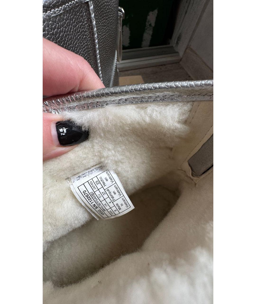 UGG AUSTRALIA Серебряные кожаные полусапоги, фото 8